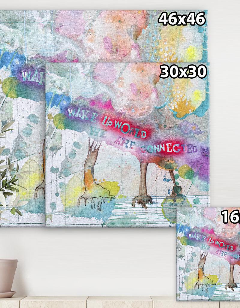 DesignQ Wake Up World - Cottage Premium Canvas Wall Art