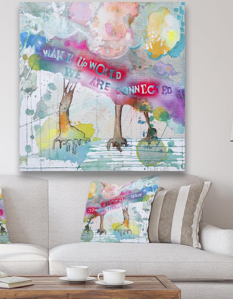 DesignQ Wake Up World - Cottage Premium Canvas Wall Art