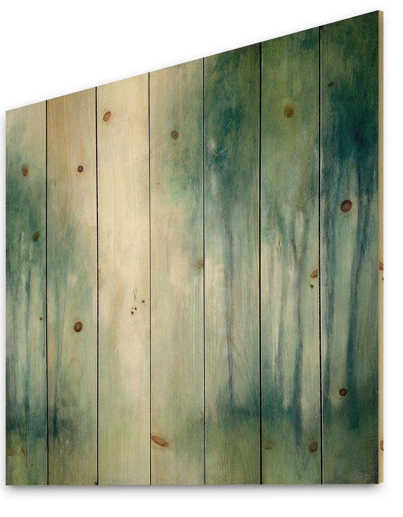 DesignQ Walk In The Forest - Traditional Landscape Print On Natural Pine Wood