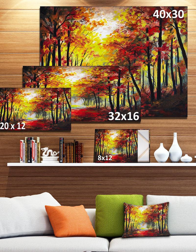 DesignQ Walk Through Autumn Forest - Landscape Canvas Artwork