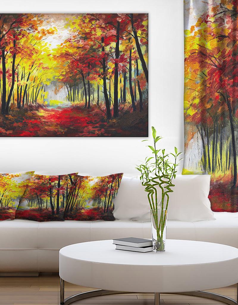 DesignQ Walk Through Autumn Forest - Landscape Canvas Artwork