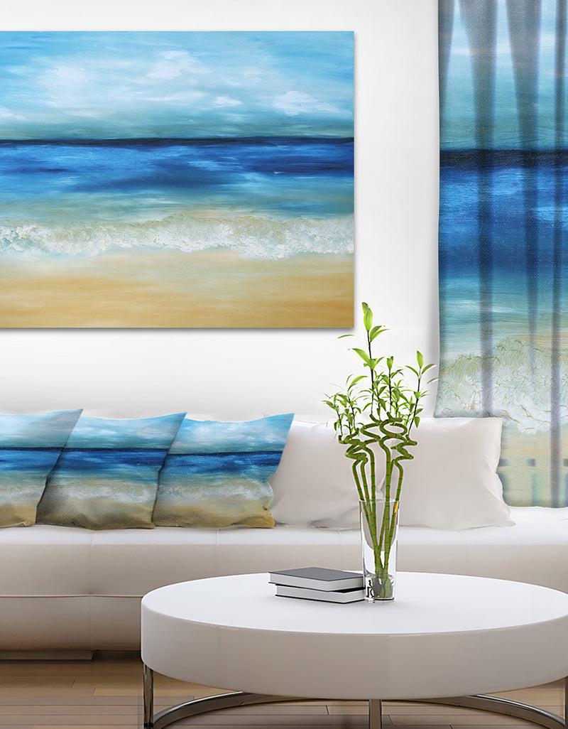 DesignQ Warm Tropical Sea and Beach - Seascape Painting Canvas Print