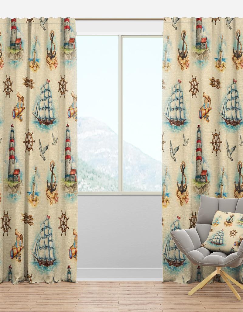 DesignQ Watch tower binocular sail boat - Coastal Curtain Panels