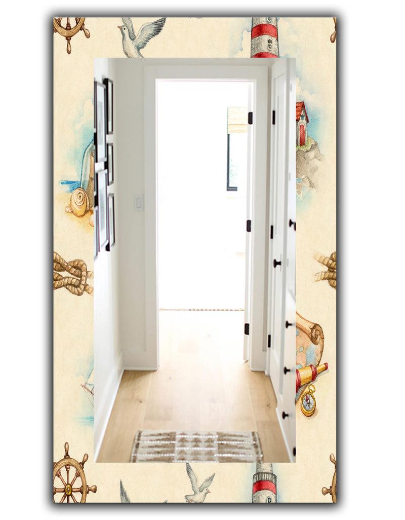 DesignQ Watch Tower Binocular Sail Boat - Traditional Mirror - Frameless Vanity Mirror