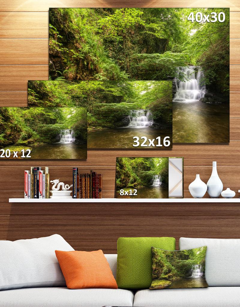 DesignQ Water Flowing Over Rocks - Landscape Photo Canvas Print