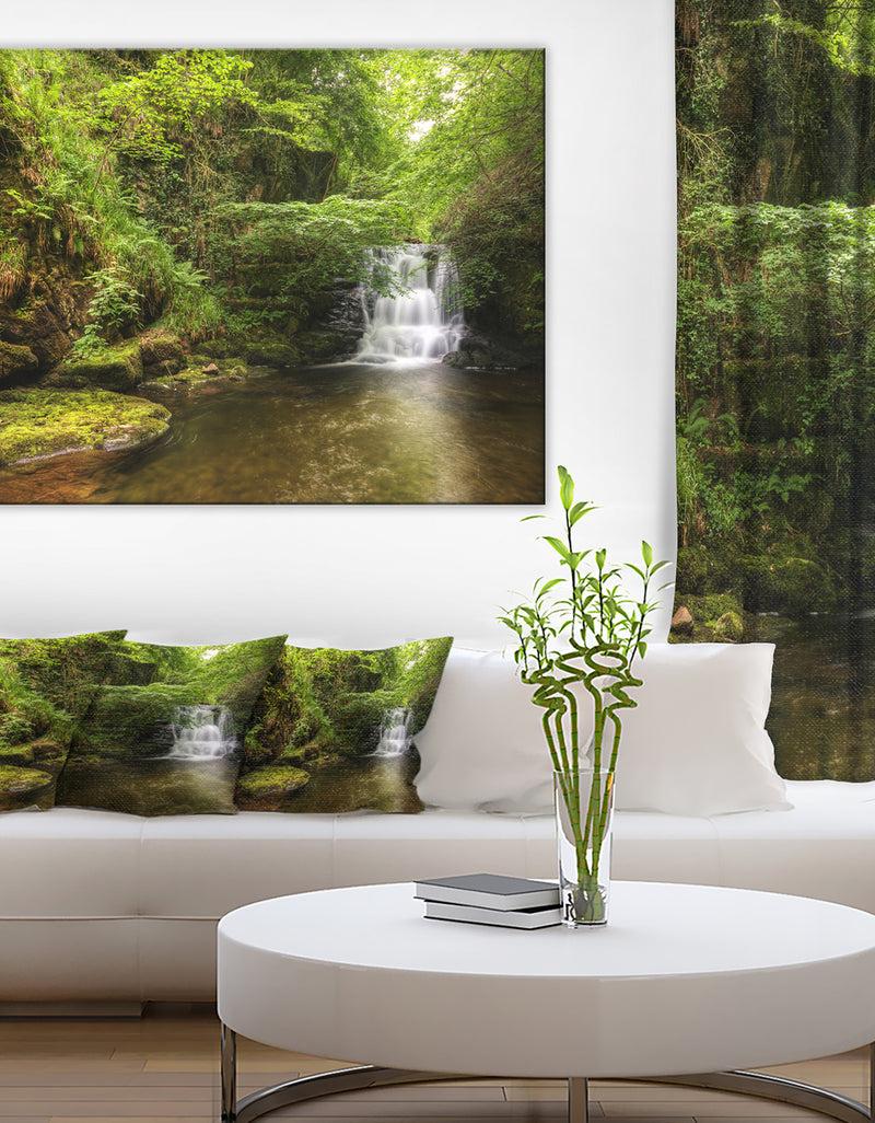 DesignQ Water Flowing over Rocks - Landscape Photo Canvas Print