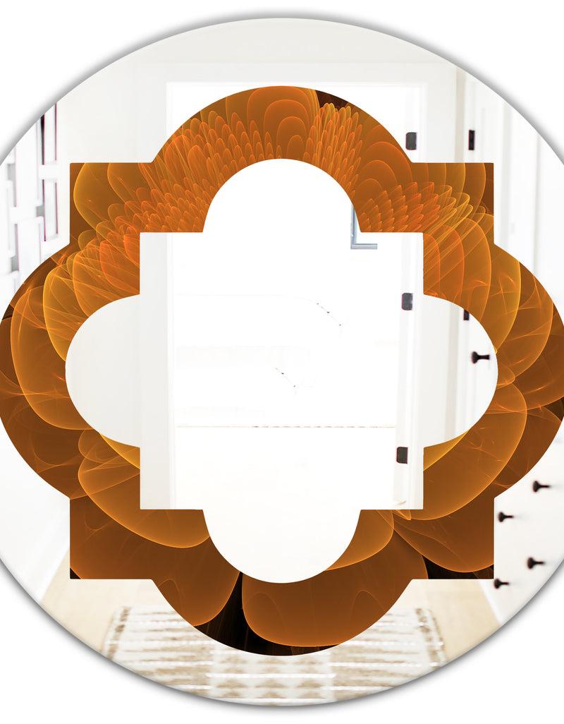 DesignQ Water Lily Digital Art Fractal Flower - Modern Round Or Oval Wall Mirror - Quatrefoil
