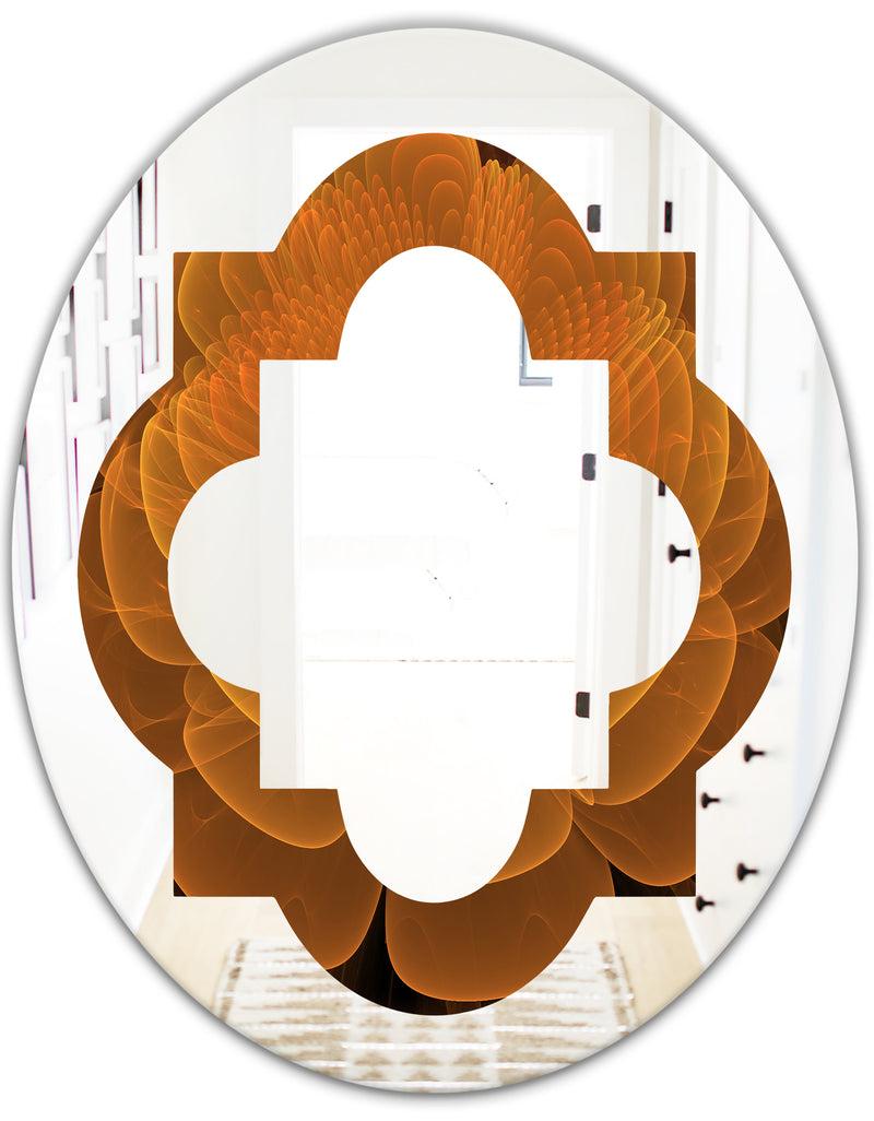 DesignQ Water Lily Digital Art Fractal Flower - Modern Round Or Oval Wall Mirror - Quatrefoil
