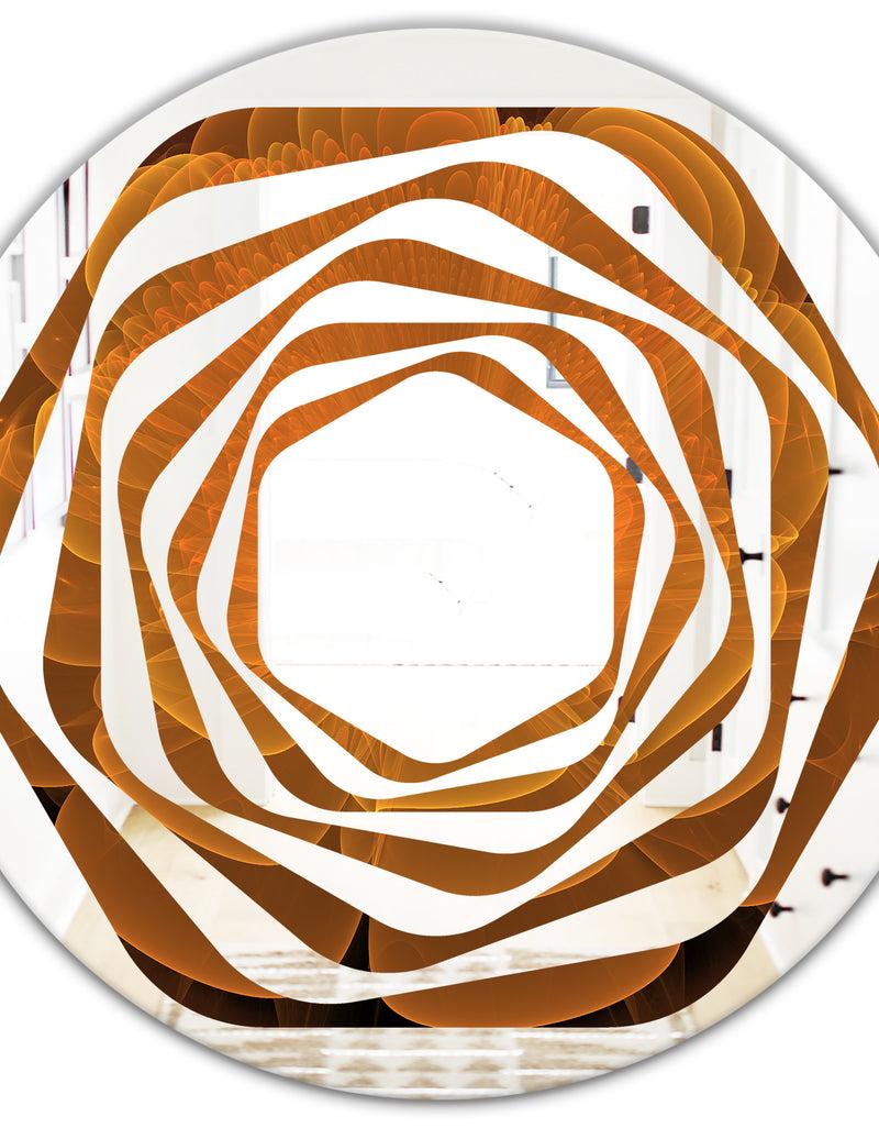 DesignQ Water Lily Digital Art Fractal Flower - Modern Round Or Oval Wall Mirror - Whirl