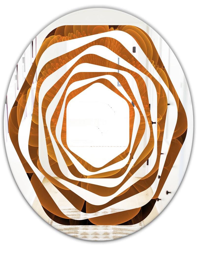 DesignQ Water Lily Digital Art Fractal Flower - Modern Round Or Oval Wall Mirror - Whirl