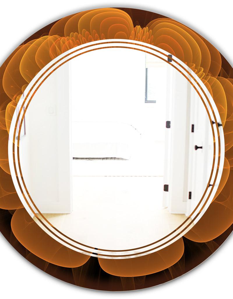 DesignQ Water Lily Digital Art Fractal Flower - Modern Round Or Oval Wall Mirror - Triple C