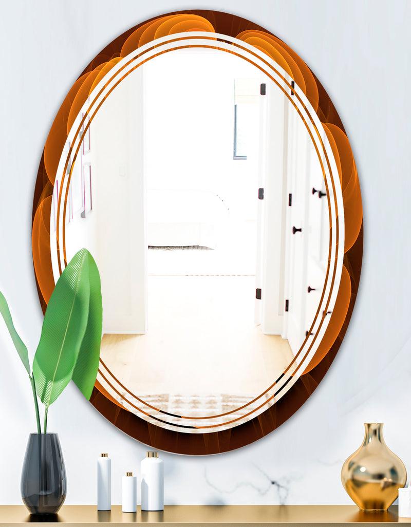 DesignQ Water Lily Digital Art Fractal Flower - Modern Round Or Oval Wall Mirror - Triple C