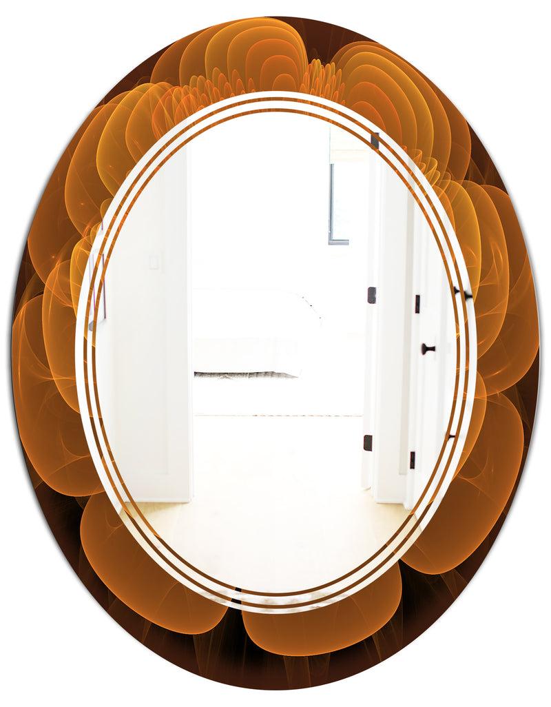 DesignQ Water Lily Digital Art Fractal Flower - Modern Round Or Oval Wall Mirror - Triple C