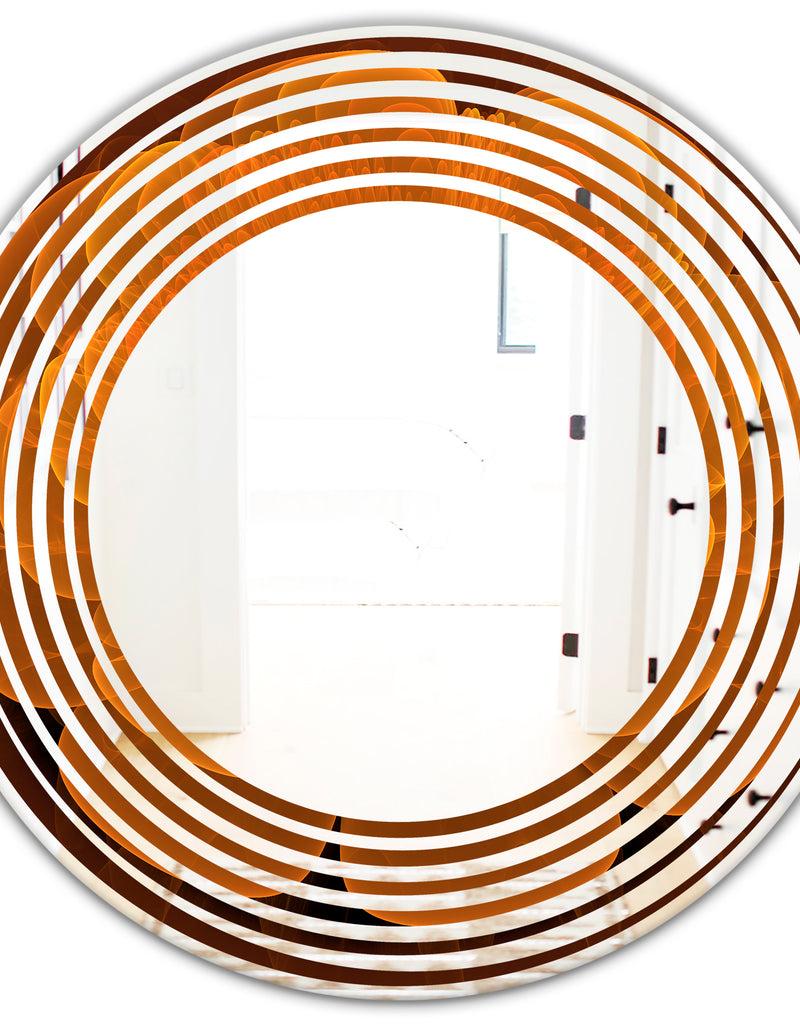 DesignQ Water Lily Digital Art Fractal Flower - Modern Round Or Oval Wall Mirror - Wave