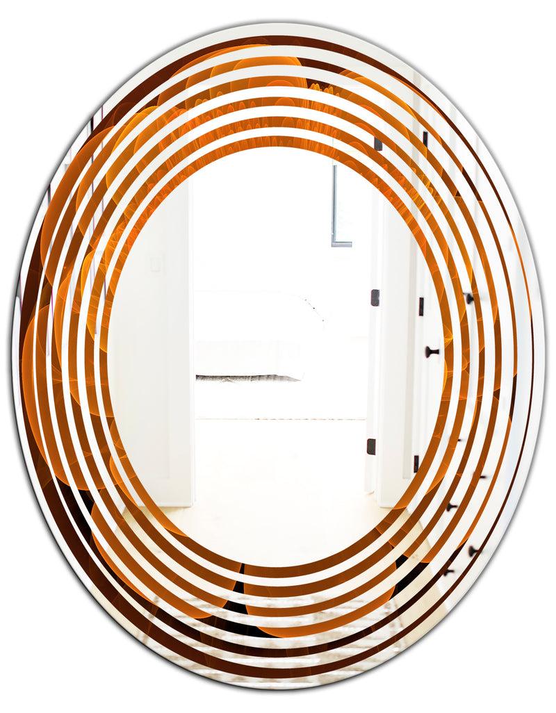 DesignQ Water Lily Digital Art Fractal Flower - Modern Round Or Oval Wall Mirror - Wave