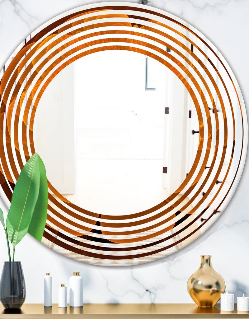 DesignQ Water Lily Digital Art Fractal Flower - Modern Round or Oval Wall Mirror - Wave