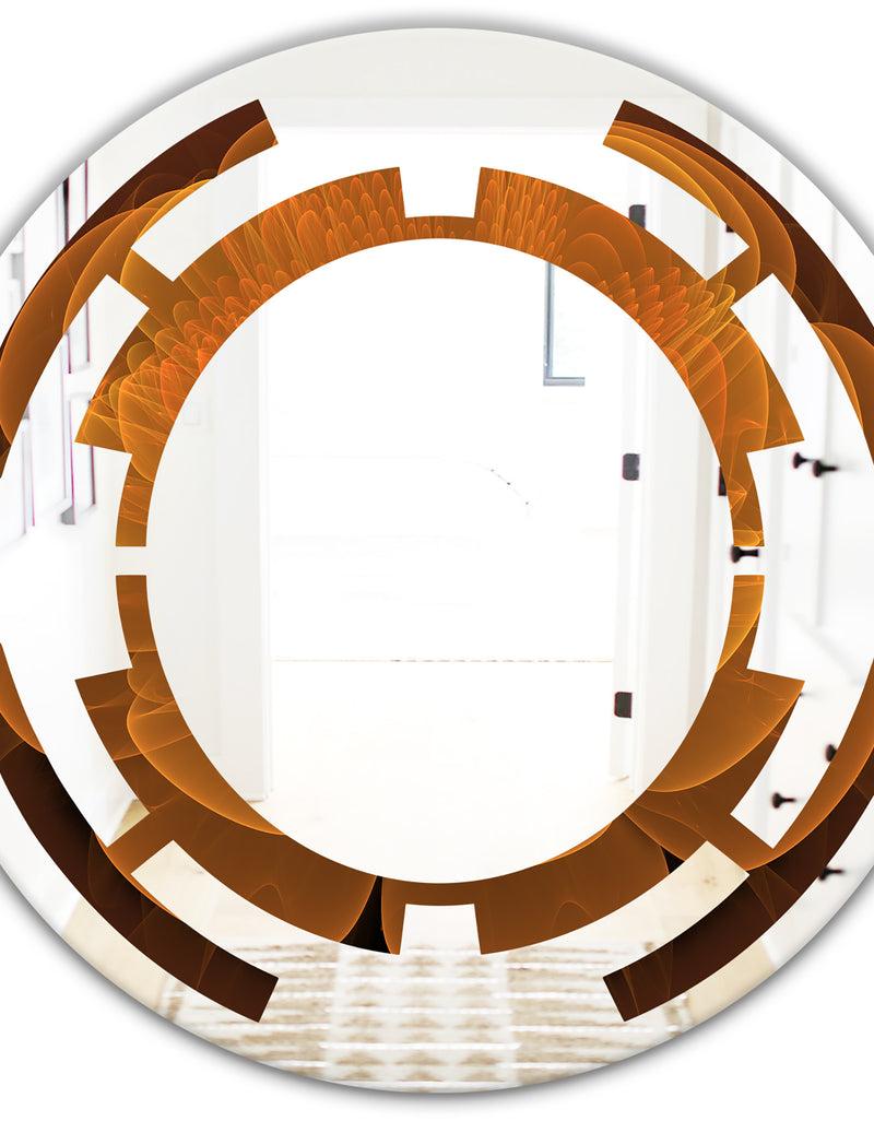 DesignQ Water Lily Digital Art Fractal Flower - Modern Round Or Oval Wall Mirror - Space