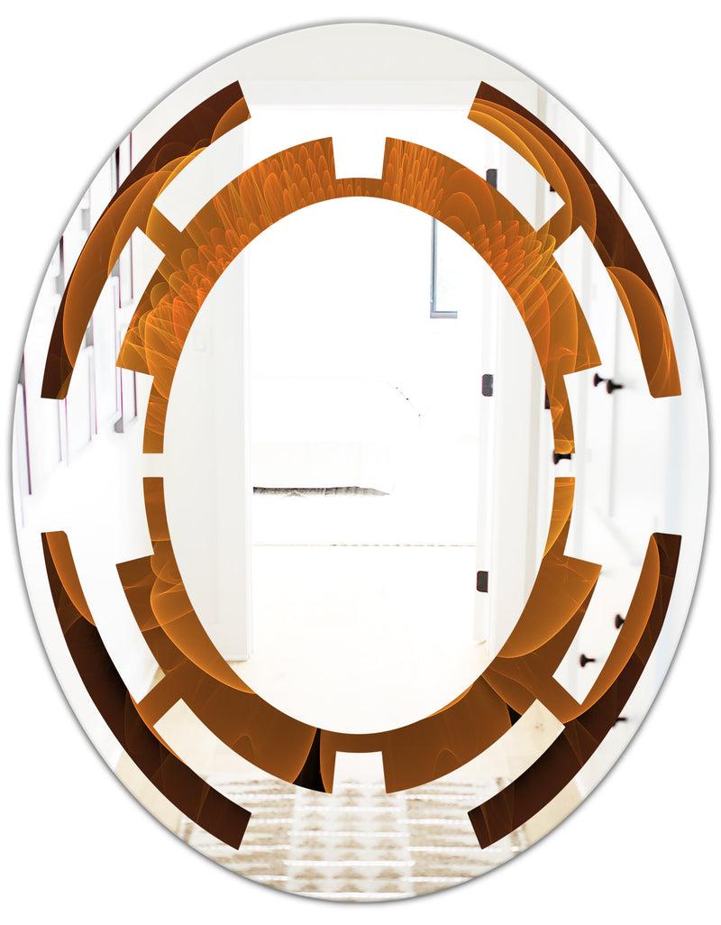 DesignQ Water Lily Digital Art Fractal Flower - Modern Round Or Oval Wall Mirror - Space