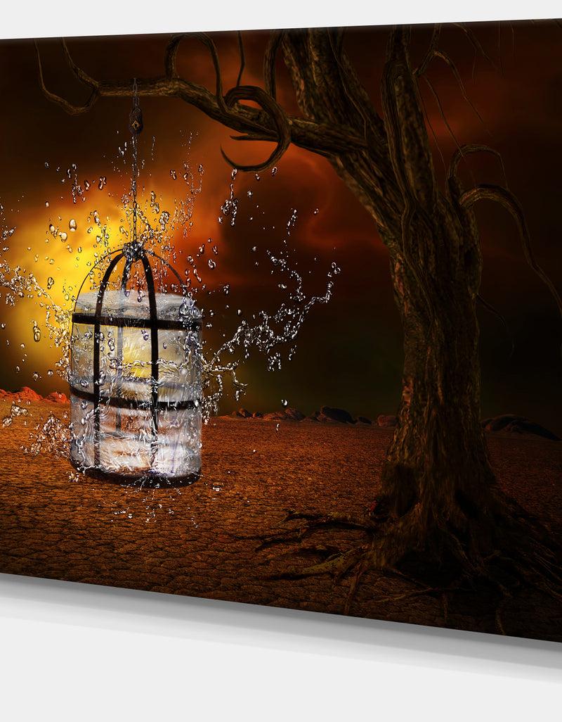 DesignQ Water Locked Cage - Abstract Digital Art Canvas Print