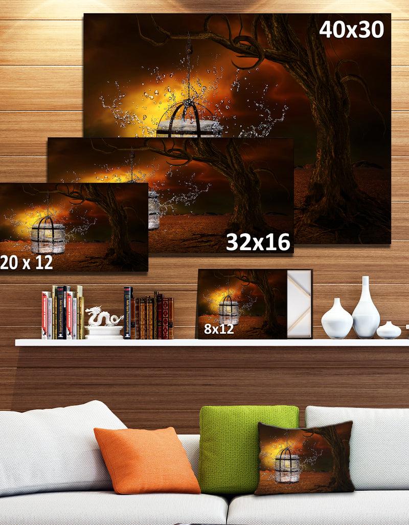 DesignQ Water Locked Cage - Abstract Digital Art Canvas Print
