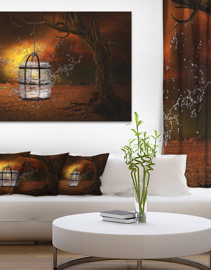 DesignQ Water Locked Cage - Abstract Digital Art Canvas Print