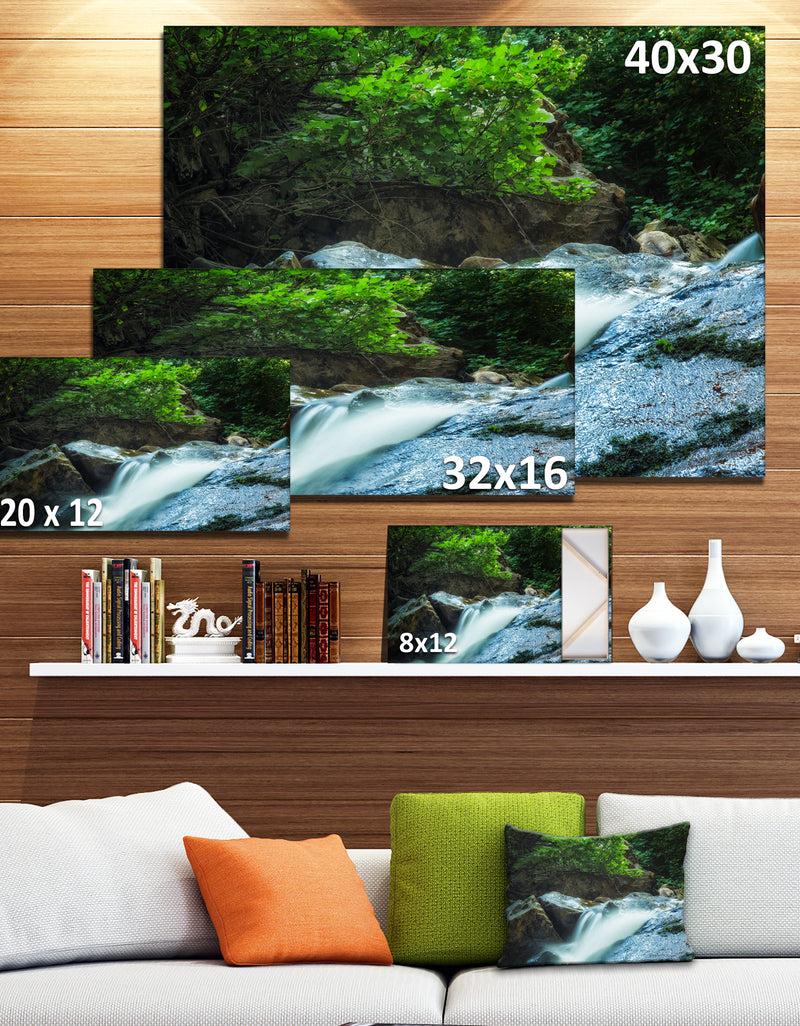 DesignQ Water Slide Over The Moss - Landscape Art Canvas Print
