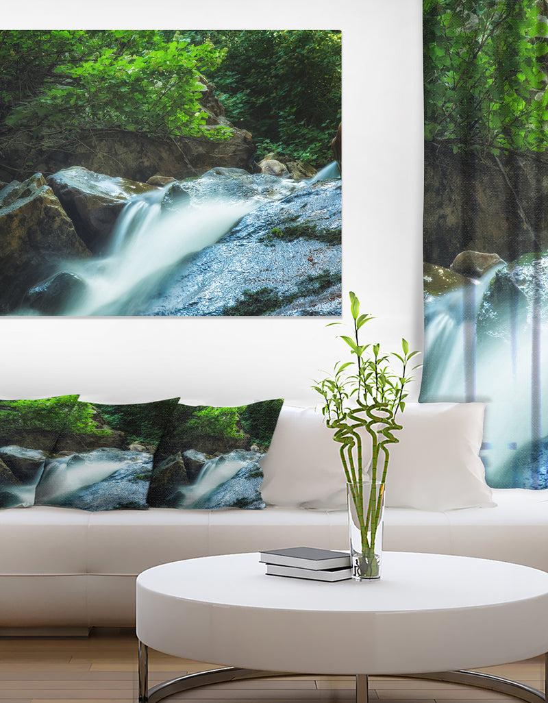 DesignQ Water Slide over the Moss - Landscape Art Canvas Print