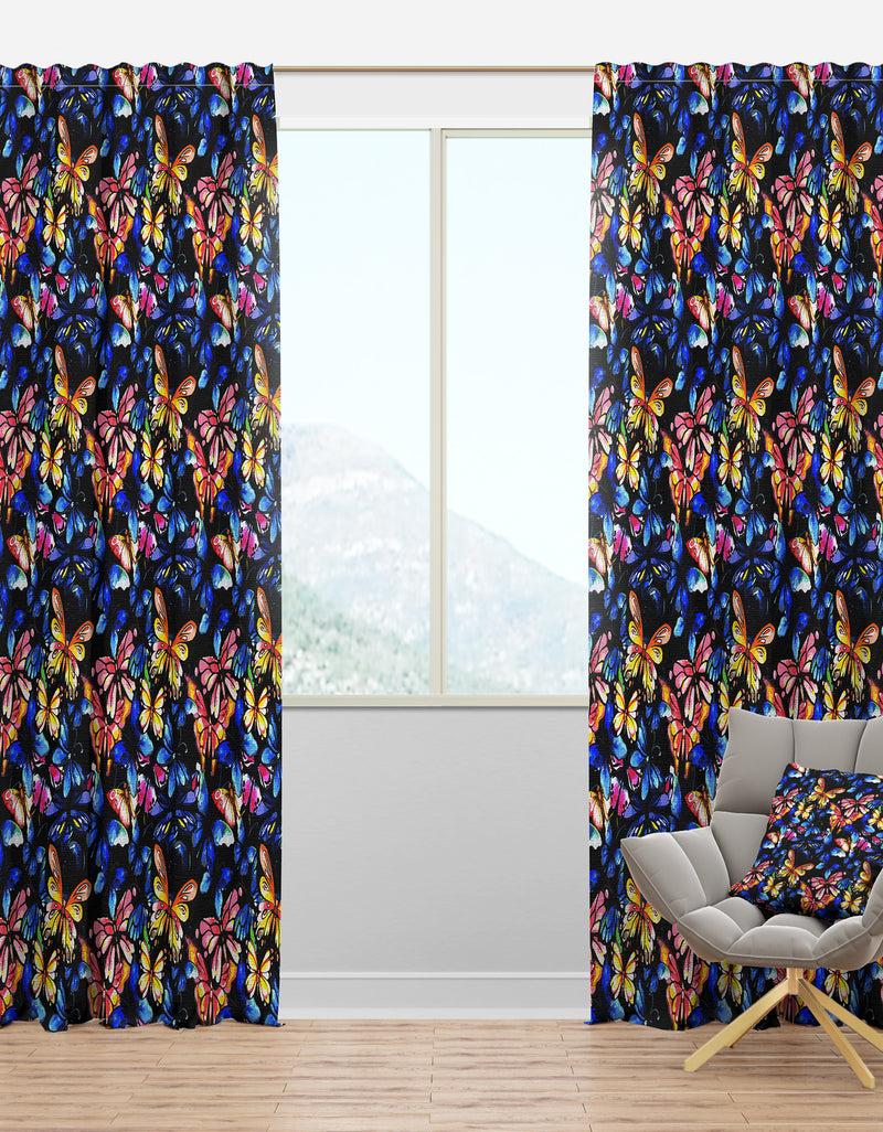 DesignQ Watercolor Butterfly Pattern - Modern & Contemporary Curtain Panels