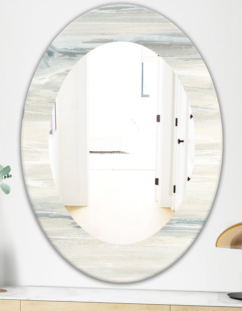 DesignQ Watercolor Colorfields I - Modern Mirror - Oval Or Round Wall Mirror