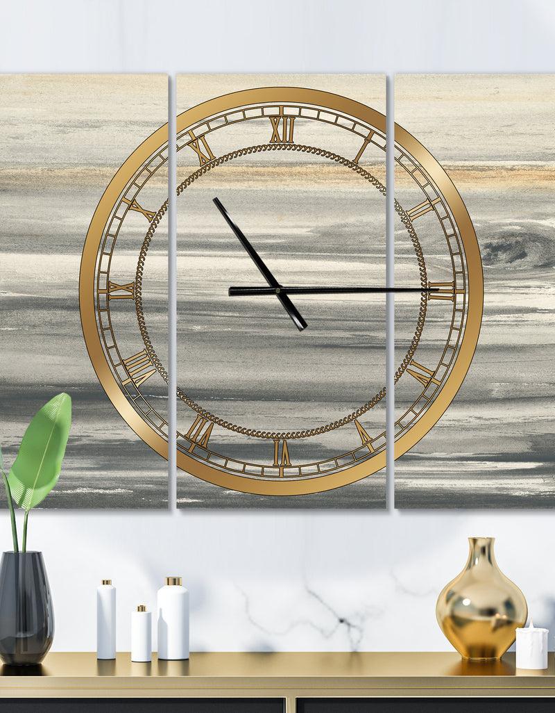 DesignQ watercolor colorfields II - Glam 3 Panels Oversized Wall CLock