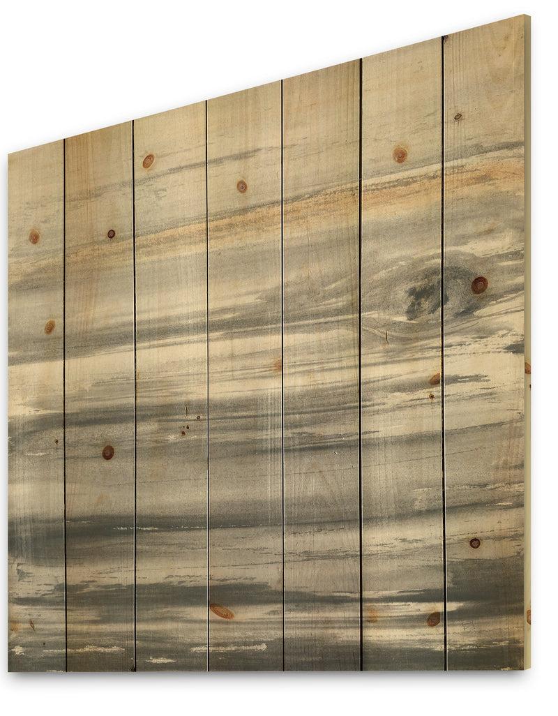 DesignQ Watercolor Colorfields II - Glam Print On Natural Pine Wood