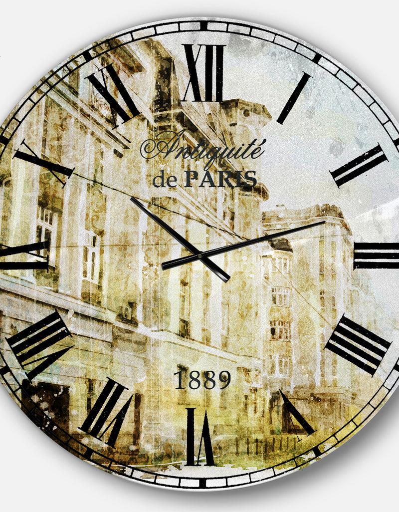 DesignQ Watercolor Dark Illustration - Cityscape Wall CLock