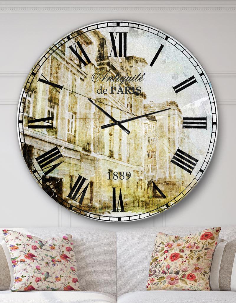DesignQ Watercolor Dark Illustration - Cityscape Wall CLock