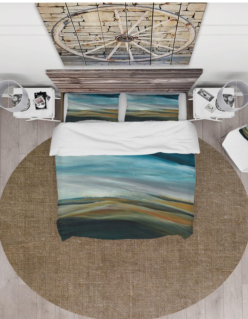 DesignQ Watercolor Desert Storm Abstract Blue - Farmhouse Duvet Cover Set
