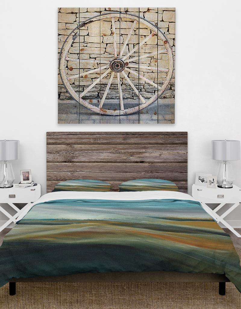 DesignQ Watercolor Desert Storm Abstract Blue - Farmhouse Duvet Cover Set