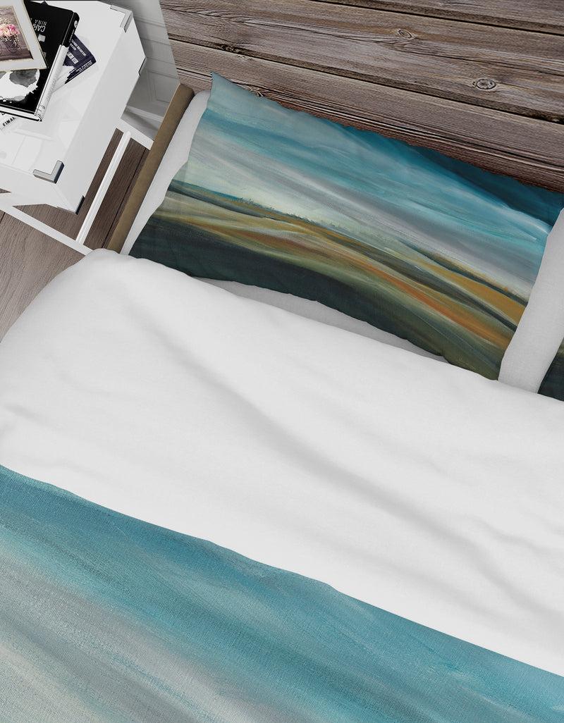 DesignQ Watercolor Desert Storm Abstract Blue - Farmhouse Duvet Cover Set