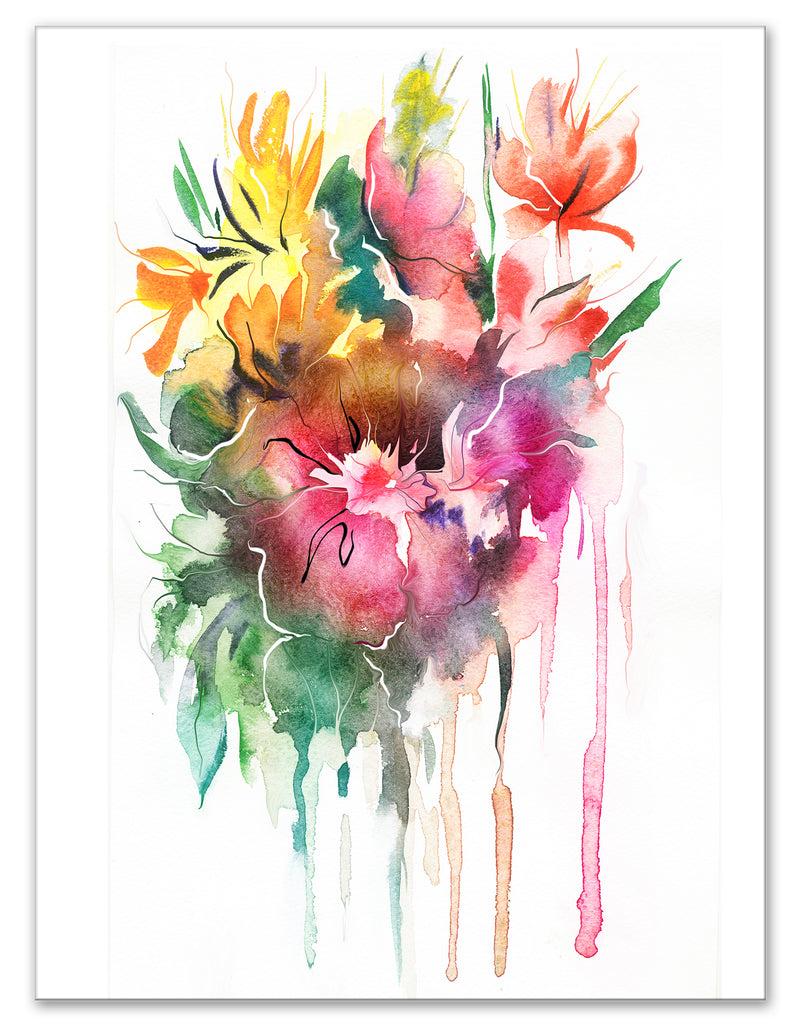 DesignQ Watercolor Floral Illustration - Floral Canvas Art Print