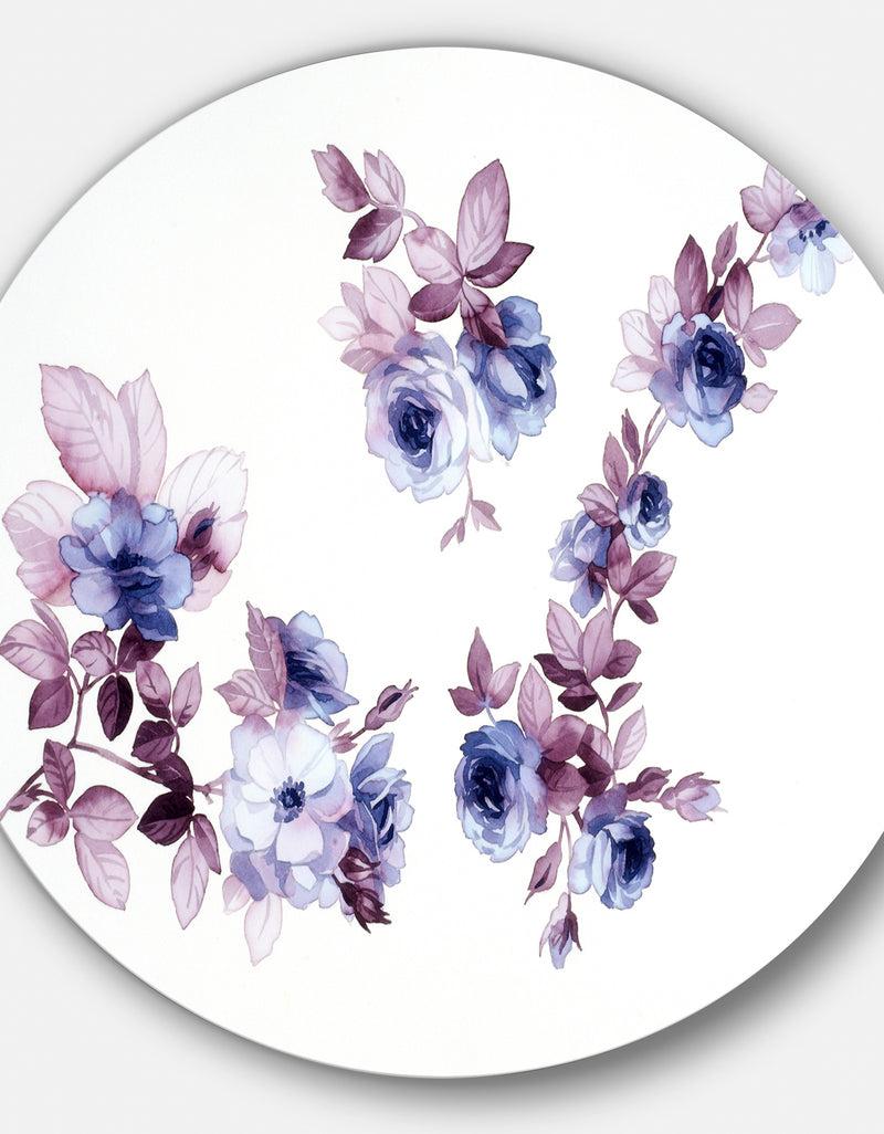 DesignQ Watercolor Flowers - Floral Glossy Large Disk Metal Wall Art