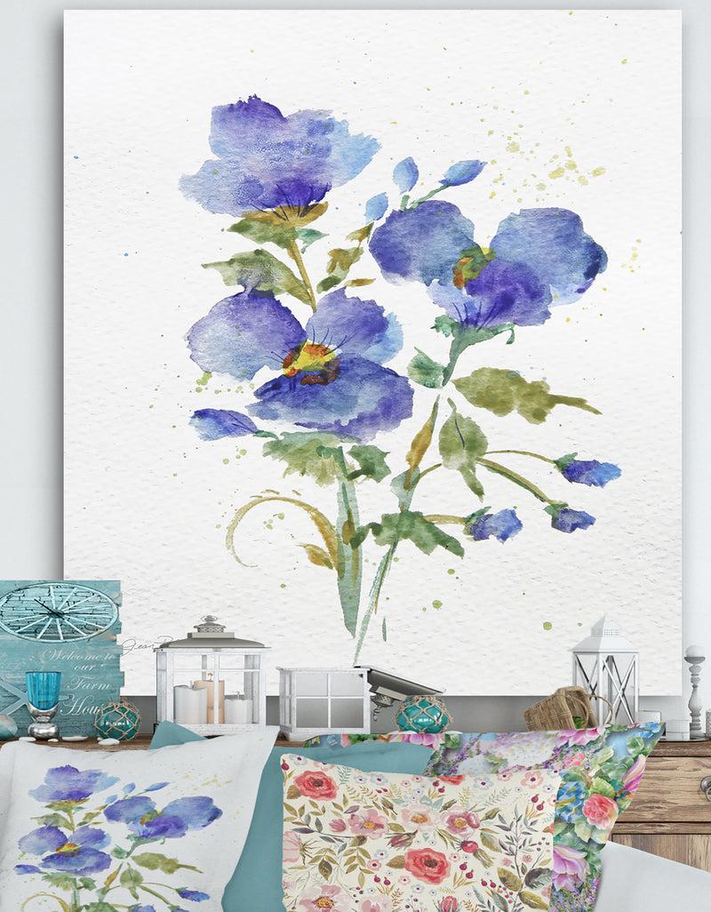 DesignQ Watercolor Flowers I - Cottage Canvas Wall Art