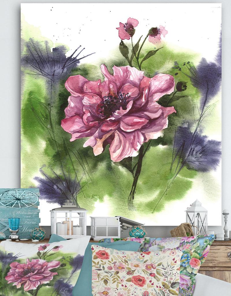 DesignQ Watercolor Garden I - Cottage Gallery-wrapped Canvas