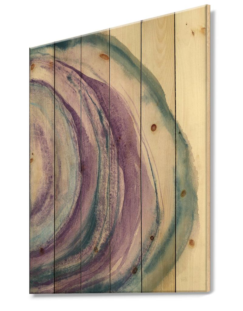 DesignQ Watercolor Geode I - Farmhouse Print On Natural Pine Wood