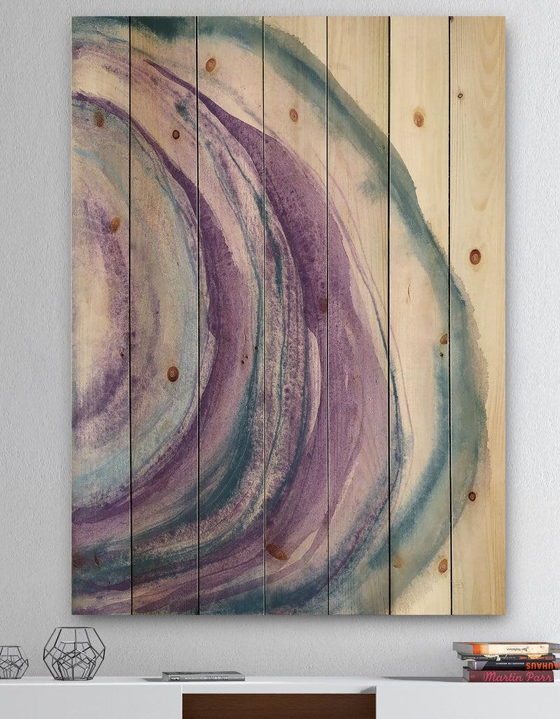 DesignQ Watercolor Geode I - Farmhouse Print on Natural Pine Wood