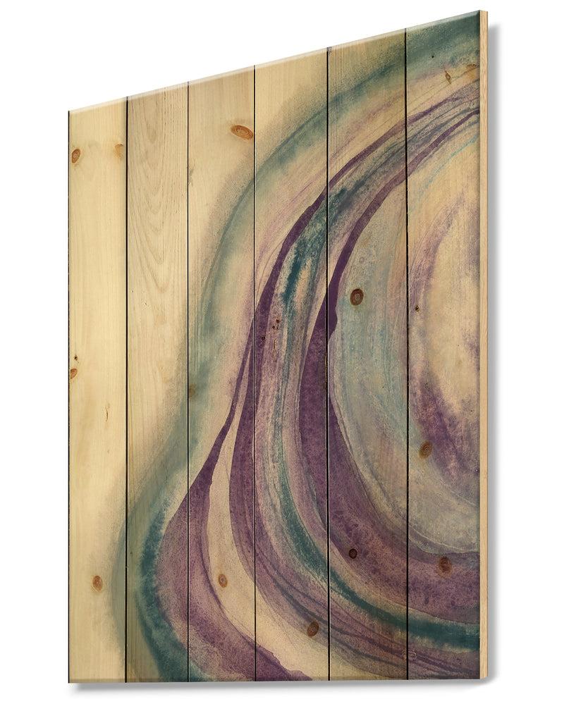 DesignQ Watercolor Geode II - Modern & Contemporary Print On Natural Pine Wood