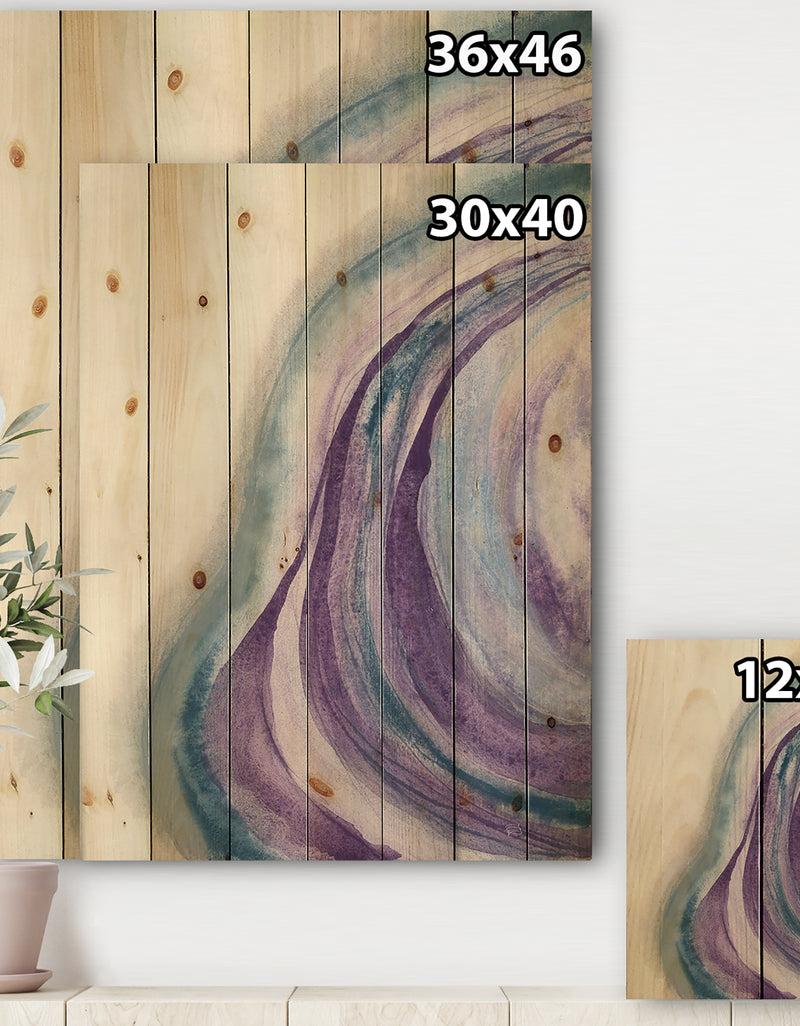 DesignQ Watercolor Geode II - Modern & Contemporary Print On Natural Pine Wood