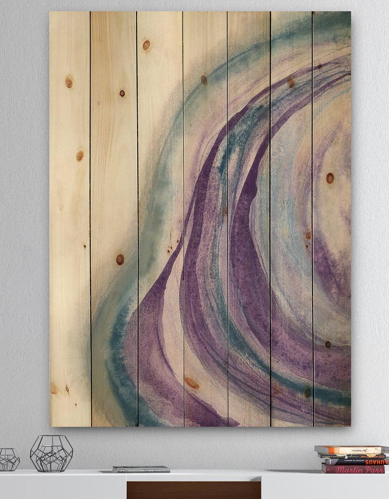 DesignQ Watercolor Geode II - Modern & Contemporary Print on Natural Pine Wood