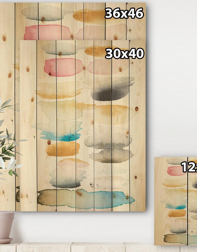 DesignQ Watercolor Geometric Swatch Element II - Mid-Century Modern Print On Natural Pine Wood