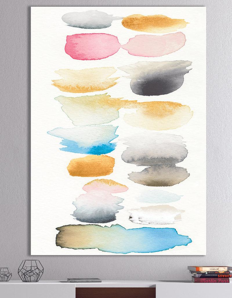 DesignQ Watercolor Geometric Swatch Element II - Mid-Century Modern Premium Canvas Wall Art