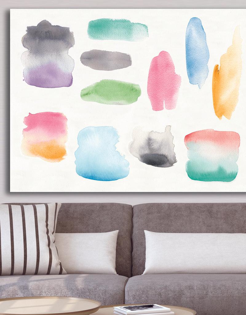 DesignQ Watercolor Geometric Swatch Element III - Mid-Century Modern Gallery-wrapped Canvas