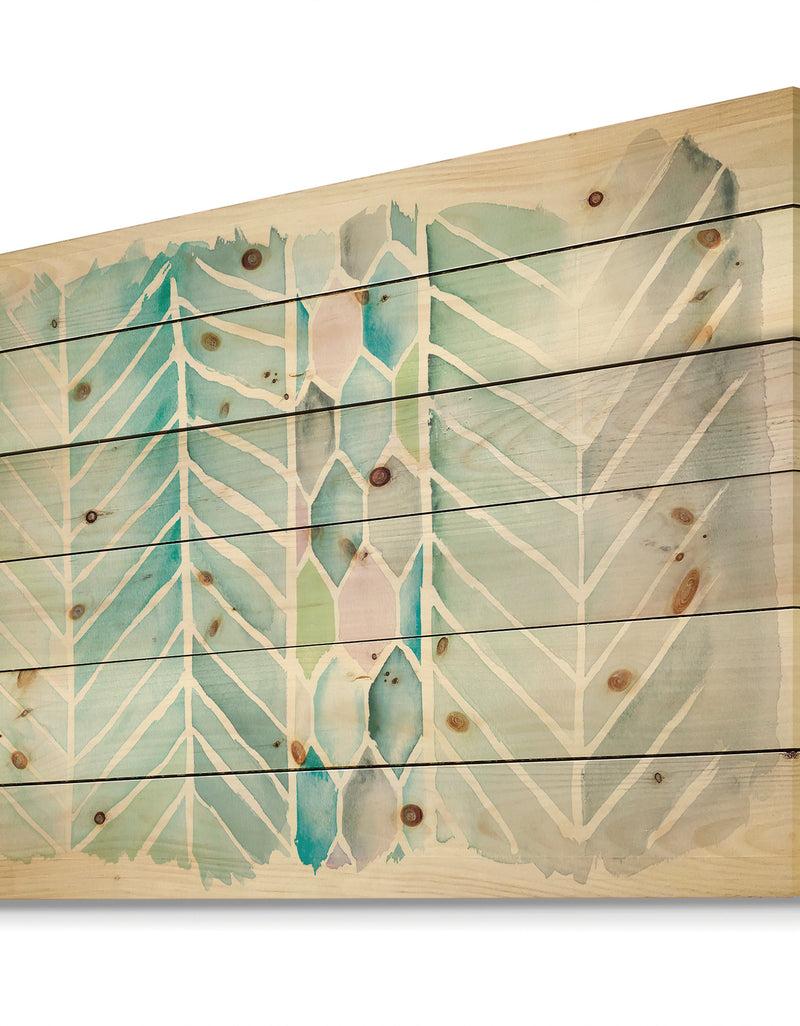 DesignQ Watercolor Geometric Swatch Element IV - Mid-Century Modern Print On Natural Pine Wood