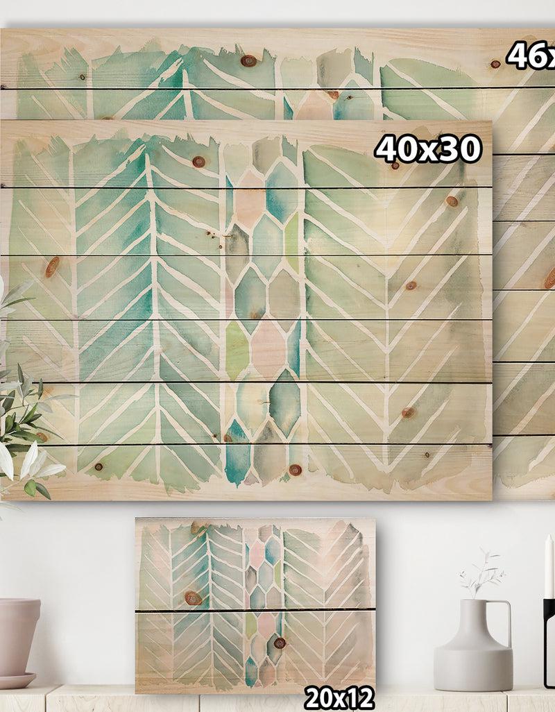 DesignQ Watercolor Geometric Swatch Element IV - Mid-Century Modern Print On Natural Pine Wood